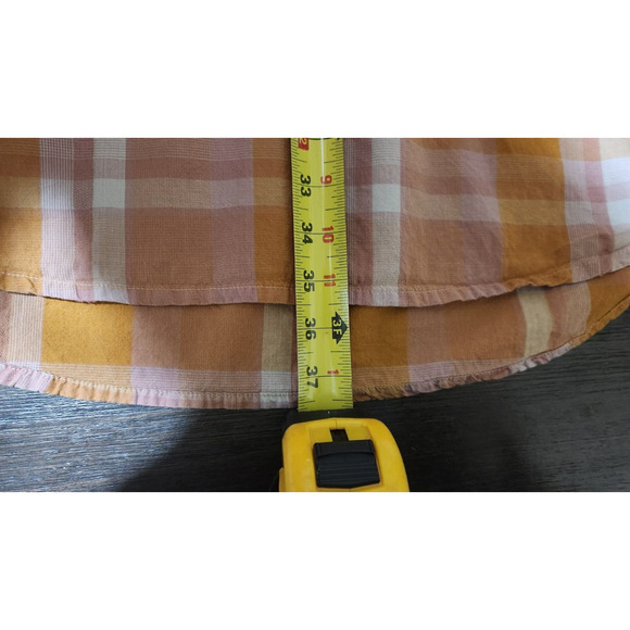 PrAna Deryn Champagne Plaid Roll Tab Sleeve Dress Large Active Camping Outdoors - Picture 7 of 16